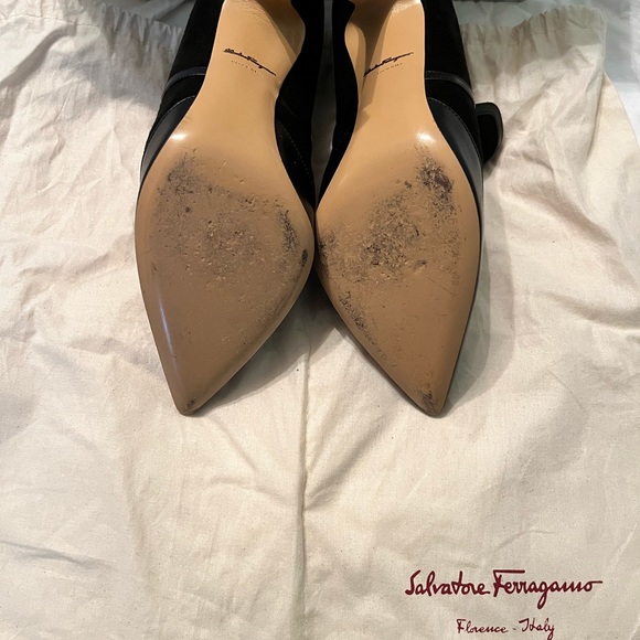 Amazing Ferragamo booties 4 inch heels leather and suede size 38 1/2 - Picture 4 of 5